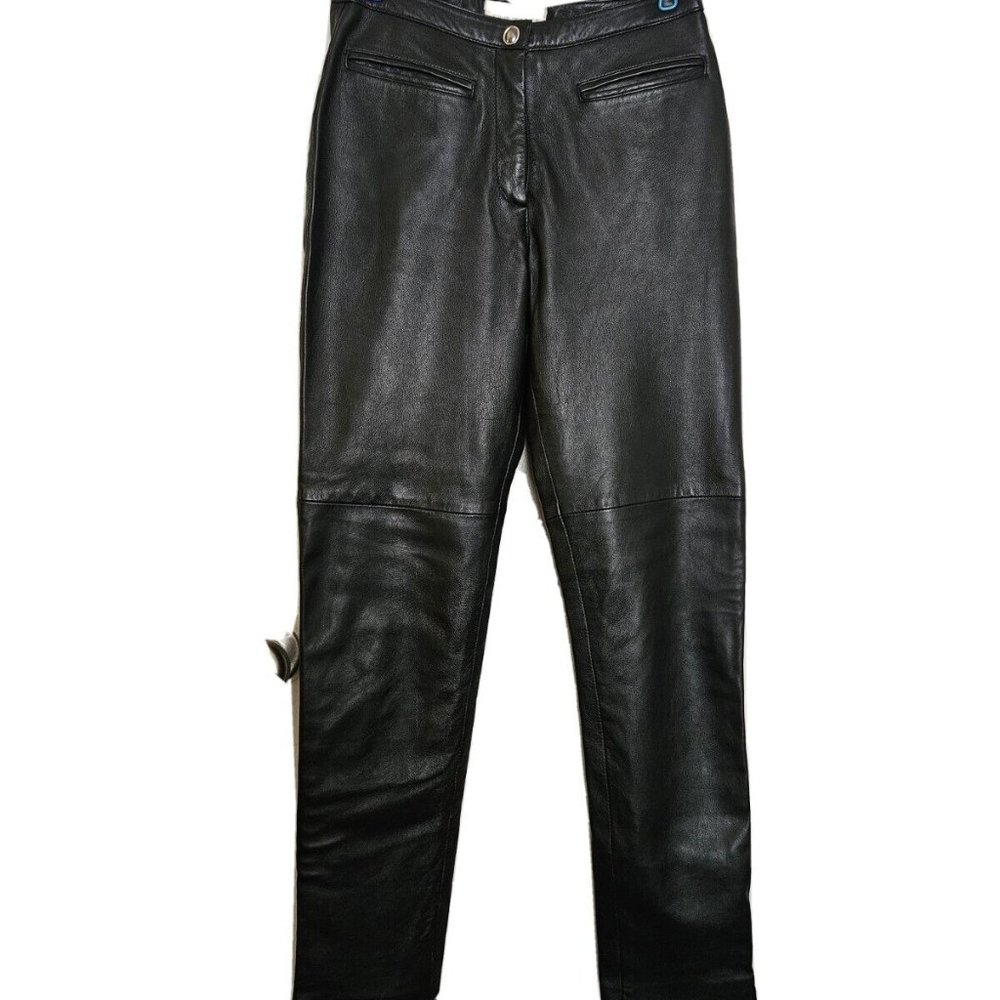 HUGO BUSCATI COLLECTION Skinny Genuine Leather Women Black 2 EUC